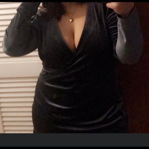 XL short long sleeve dark grey dress